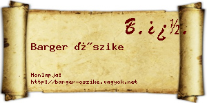 Barger Őszike névjegykártya